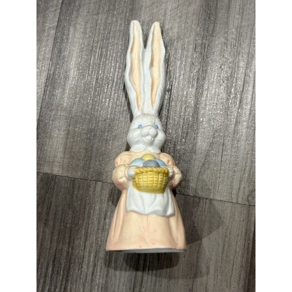 Vintage Porcelain Bunny Rabbit Figurine Bell 7" - Spring Easter Decor
